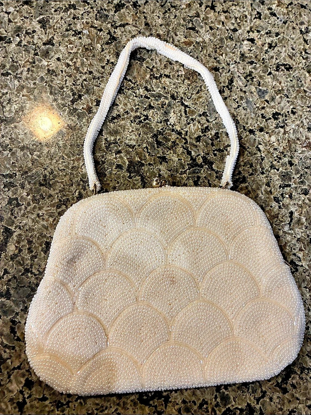 Beaded Clutch in Cream Like New